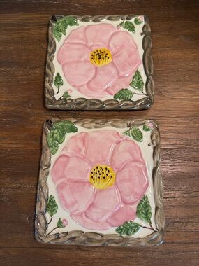 Vintage Franciscan Desert Rose Sculpted Trivets